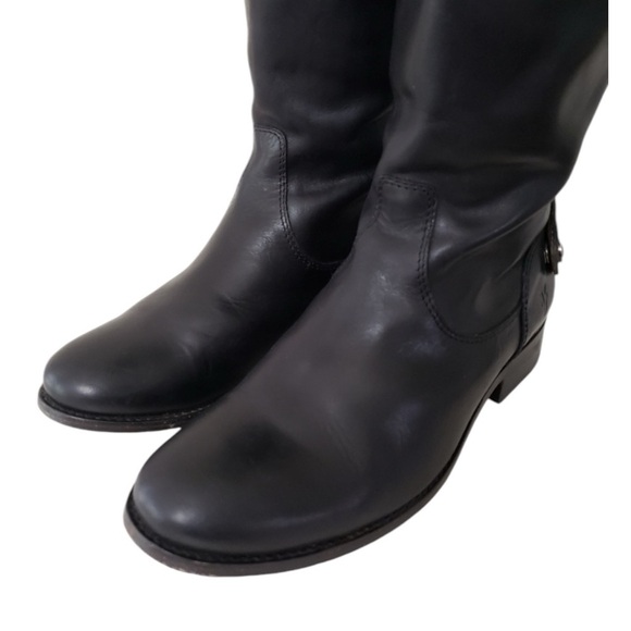 FRYE Melissa Button / Zip Back Leather Boots in Classic Black Size 6.5 - Picture 4 of 7